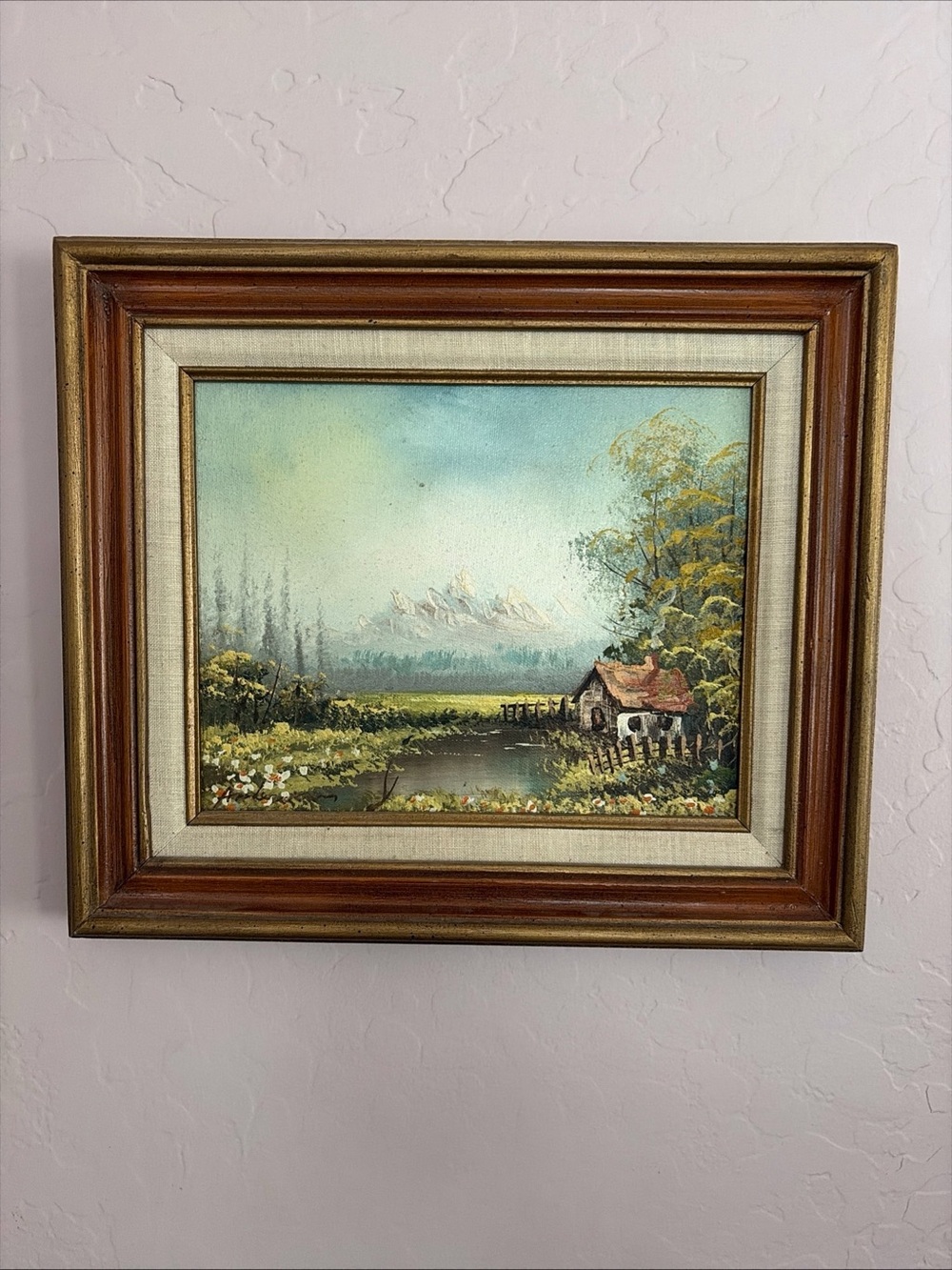 VTG 12” X 14” Wood Framed Countryside Oil Painting-Signed Anderson